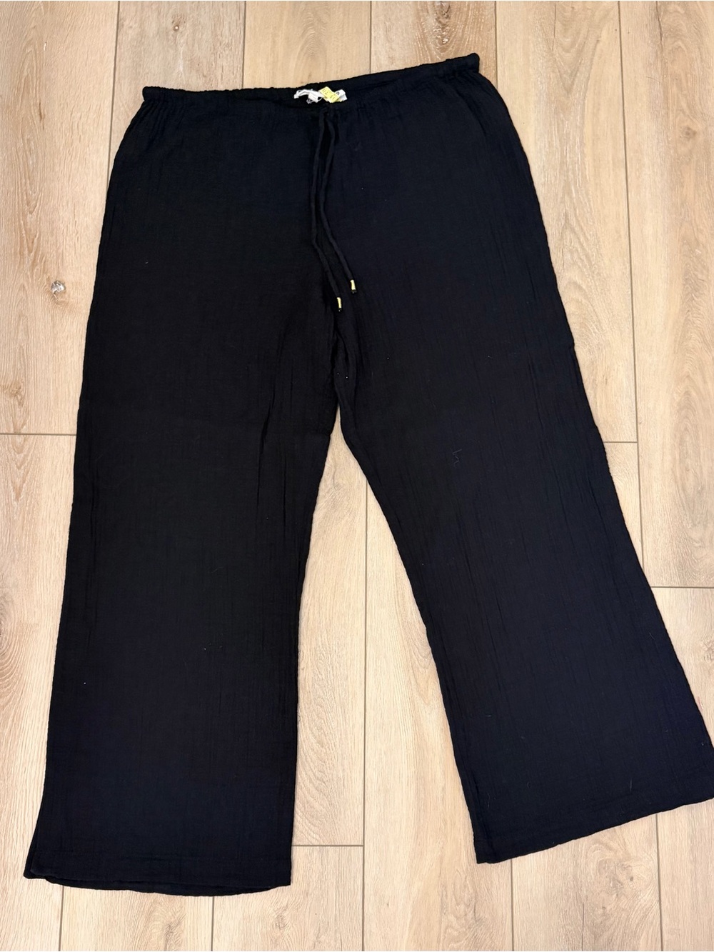 Johnny Was Calme Black Gauze Wide Leg Pants XL